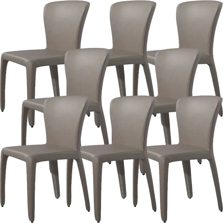 Contemporary Style Dining Chair Faux Leather Low Back Dining Side Chair Grey Armless 8 Piece Set Clearhalo 'Dining Chairs' 'Dining Tables & Seating' 'dining_chair' 'furn' 'furn_dining_chair' 'Furniture' 'Kitchen & Dining Furniture' 5544100