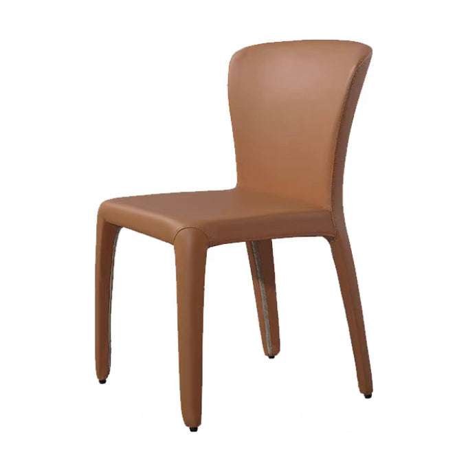 Contemporary Style Dining Chair Faux Leather Low Back Dining Side Chair Brown Armless 1 Piece Clearhalo 'Dining Chairs' 'Dining Tables & Seating' 'dining_chair' 'furn' 'furn_dining_chair' 'Furniture' 'Kitchen & Dining Furniture' 5544101