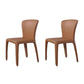 Contemporary Style Dining Chair Faux Leather Low Back Dining Side Chair Brown Armless 2 Piece Set Clearhalo 'Dining Chairs' 'Dining Tables & Seating' 'dining_chair' 'furn' 'furn_dining_chair' 'Furniture' 'Kitchen & Dining Furniture' 5544102