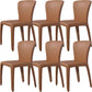 Contemporary Style Dining Chair Faux Leather Low Back Dining Side Chair Brown Armless 6 Piece Set Clearhalo 'Dining Chairs' 'Dining Tables & Seating' 'dining_chair' 'furn' 'furn_dining_chair' 'Furniture' 'Kitchen & Dining Furniture' 5544104
