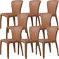 Contemporary Style Dining Chair Faux Leather Low Back Dining Side Chair Brown Armless 8 Piece Set Clearhalo 'Dining Chairs' 'Dining Tables & Seating' 'dining_chair' 'furn' 'furn_dining_chair' 'Furniture' 'Kitchen & Dining Furniture' 5544105