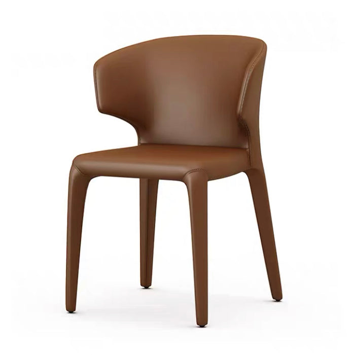 Contemporary Style Dining Chair Faux Leather Low Back Dining Side Chair Brown With Arms 1 Piece Clearhalo 'Dining Chairs' 'Dining Tables & Seating' 'dining_chair' 'furn' 'furn_dining_chair' 'Furniture' 'Kitchen & Dining Furniture' 5544106