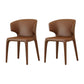 Contemporary Style Dining Chair Faux Leather Low Back Dining Side Chair Brown With Arms 2 Piece Set Clearhalo 'Dining Chairs' 'Dining Tables & Seating' 'dining_chair' 'furn' 'furn_dining_chair' 'Furniture' 'Kitchen & Dining Furniture' 5544107