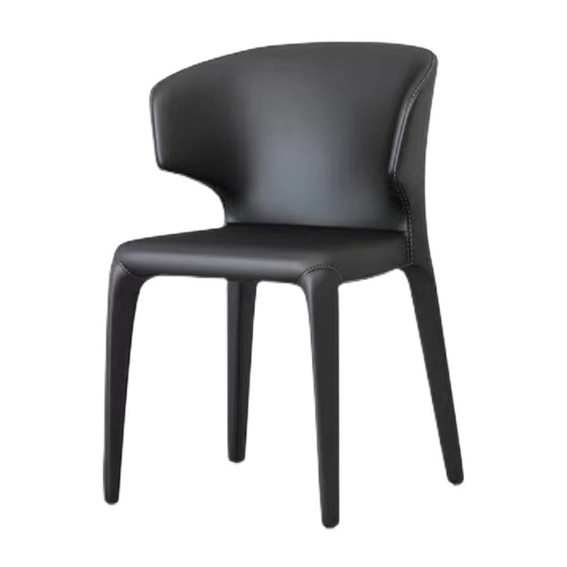 Contemporary Style Dining Chair Faux Leather Low Back Dining Side Chair Black With Arms 1 Piece Clearhalo 'Dining Chairs' 'Dining Tables & Seating' 'dining_chair' 'furn' 'furn_dining_chair' 'Furniture' 'Kitchen & Dining Furniture' 5544111