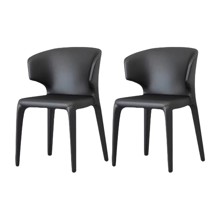 Contemporary Style Dining Chair Faux Leather Low Back Dining Side Chair Black With Arms 2 Piece Set Clearhalo 'Dining Chairs' 'Dining Tables & Seating' 'dining_chair' 'furn' 'furn_dining_chair' 'Furniture' 'Kitchen & Dining Furniture' 5544112