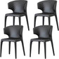 Contemporary Style Dining Chair Faux Leather Low Back Dining Side Chair Black With Arms 4 Piece Set Clearhalo 'Dining Chairs' 'Dining Tables & Seating' 'dining_chair' 'furn' 'furn_dining_chair' 'Furniture' 'Kitchen & Dining Furniture' 5544113