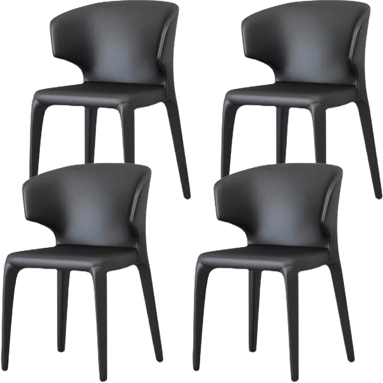 Contemporary Style Dining Chair Faux Leather Low Back Dining Side Chair Black With Arms 4 Piece Set Clearhalo 'Dining Chairs' 'Dining Tables & Seating' 'dining_chair' 'furn' 'furn_dining_chair' 'Furniture' 'Kitchen & Dining Furniture' 5544113