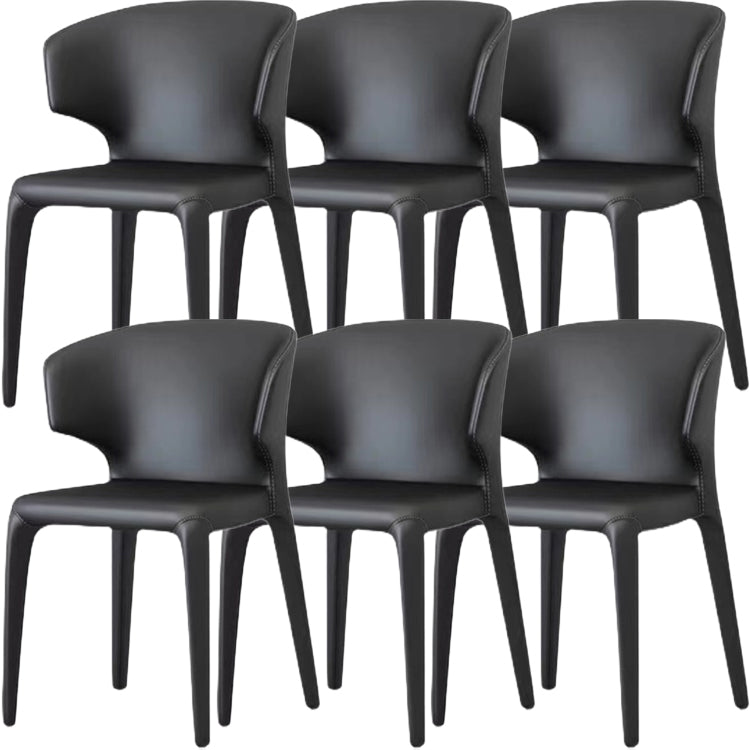 Contemporary Style Dining Chair Faux Leather Low Back Dining Side Chair Black With Arms 6 Piece Set Clearhalo 'Dining Chairs' 'Dining Tables & Seating' 'dining_chair' 'furn' 'furn_dining_chair' 'Furniture' 'Kitchen & Dining Furniture' 5544114