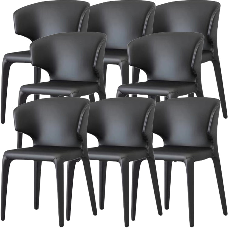 Contemporary Style Dining Chair Faux Leather Low Back Dining Side Chair Black With Arms 8 Piece Set Clearhalo 'Dining Chairs' 'Dining Tables & Seating' 'dining_chair' 'furn' 'furn_dining_chair' 'Furniture' 'Kitchen & Dining Furniture' 5544115