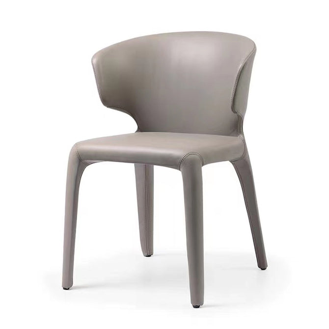 Contemporary Style Dining Chair Faux Leather Low Back Dining Side Chair Grey With Arms 1 Piece Clearhalo 'Dining Chairs' 'Dining Tables & Seating' 'dining_chair' 'furn' 'furn_dining_chair' 'Furniture' 'Kitchen & Dining Furniture' 5544116