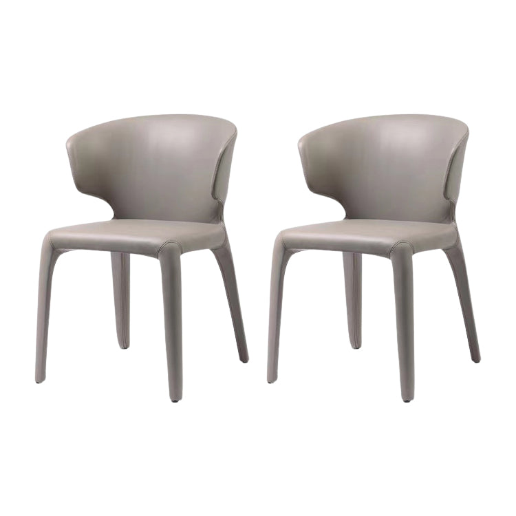 Contemporary Style Dining Chair Faux Leather Low Back Dining Side Chair Grey With Arms 2 Piece Set Clearhalo 'Dining Chairs' 'Dining Tables & Seating' 'dining_chair' 'furn' 'furn_dining_chair' 'Furniture' 'Kitchen & Dining Furniture' 5544117