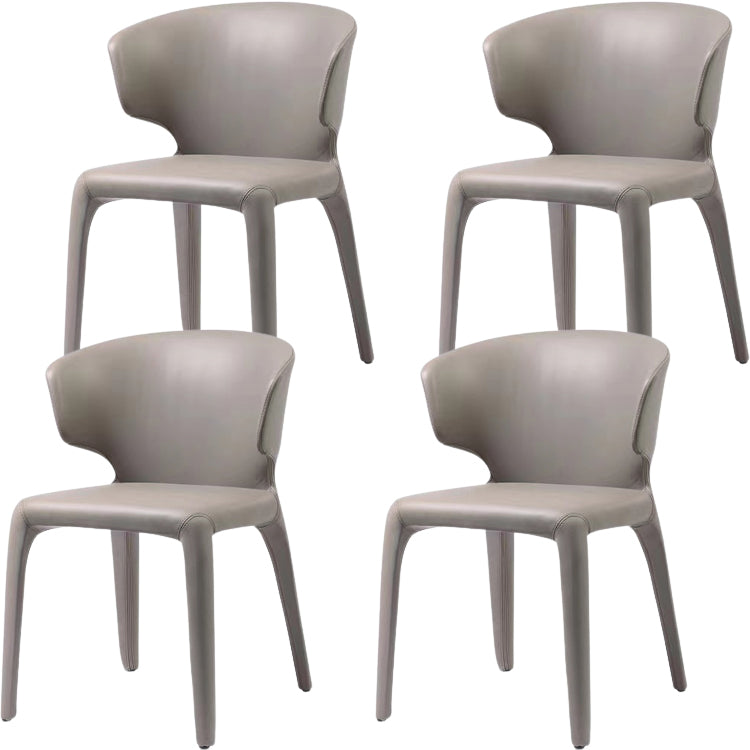 Contemporary Style Dining Chair Faux Leather Low Back Dining Side Chair Grey With Arms 4 Piece Set Clearhalo 'Dining Chairs' 'Dining Tables & Seating' 'dining_chair' 'furn' 'furn_dining_chair' 'Furniture' 'Kitchen & Dining Furniture' 5544118