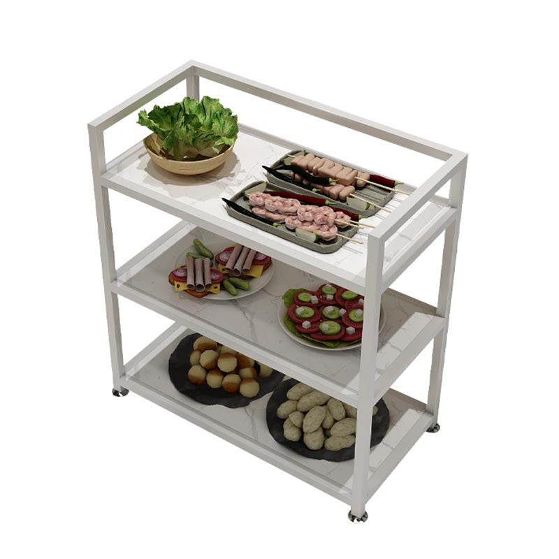 Modern 25.59"H Stationary Prep Table Metal Prep Table for Home Use Textured White Clearhalo 'furn' 'furn_kitchen_islands_carts' 'Furniture' 'Kitchen & Dining Furniture' 'Kitchen Islands & Carts' 'kitchen_islands_carts' 5544167