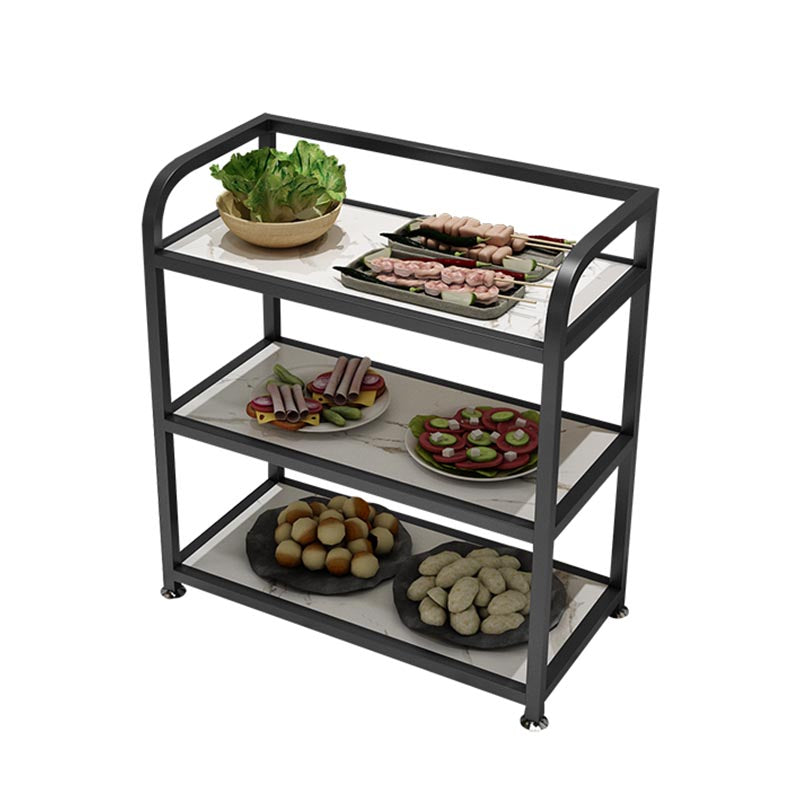 Modern 25.59"H Stationary Prep Table Metal Prep Table for Home Use White-Black Clearhalo 'furn' 'furn_kitchen_islands_carts' 'Furniture' 'Kitchen & Dining Furniture' 'Kitchen Islands & Carts' 'kitchen_islands_carts' 5544174