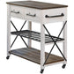 Modern Rolling Kitchen Cart Wood Rectangular Kitchen Island Cart with Open Storage