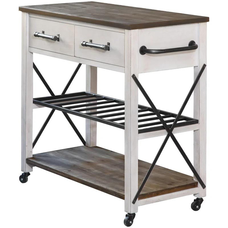 Modern Rolling Kitchen Cart Wood Rectangular Kitchen Island Cart with Open Storage Clearhalo 'furn' 'furn_kitchen_islands_carts' 'Furniture' 'Kitchen & Dining Furniture' 'Kitchen Islands & Carts' 'kitchen_islands_carts' 5544190