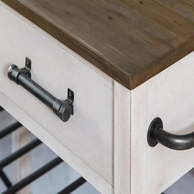 Modern Rolling Kitchen Cart Wood Rectangular Kitchen Island Cart with Open Storage