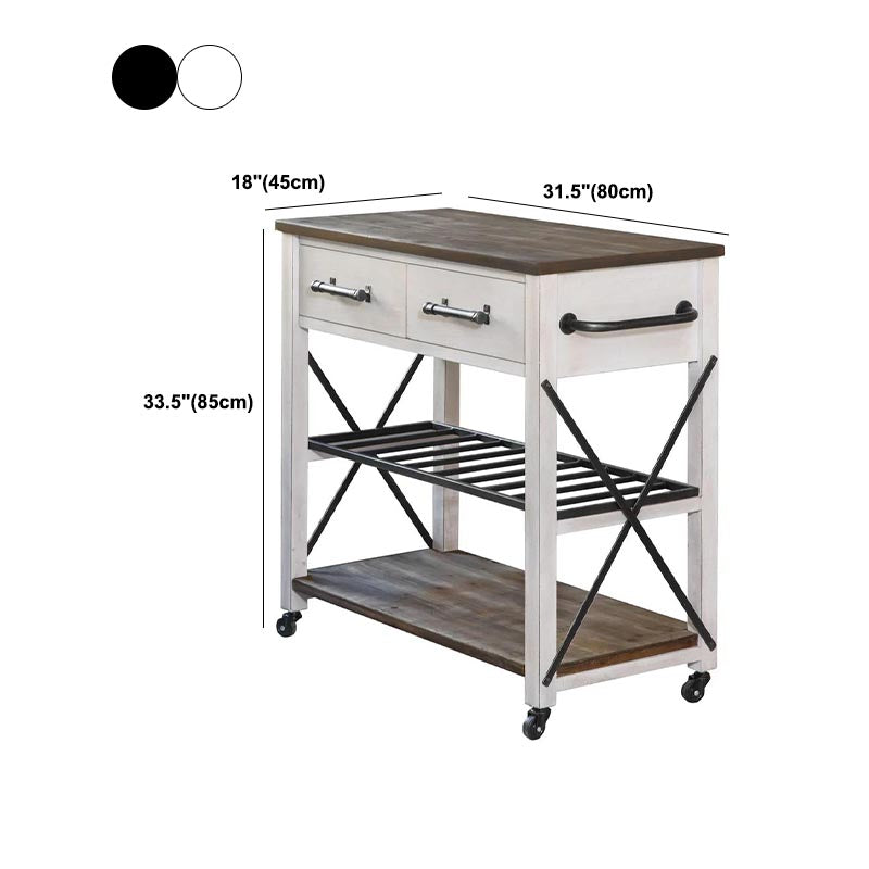 Modern Rolling Kitchen Cart Wood Rectangular Kitchen Island Cart with Open Storage Clearhalo 'furn' 'furn_kitchen_islands_carts' 'Furniture' 'Kitchen & Dining Furniture' 'Kitchen Islands & Carts' 'kitchen_islands_carts' 5544194