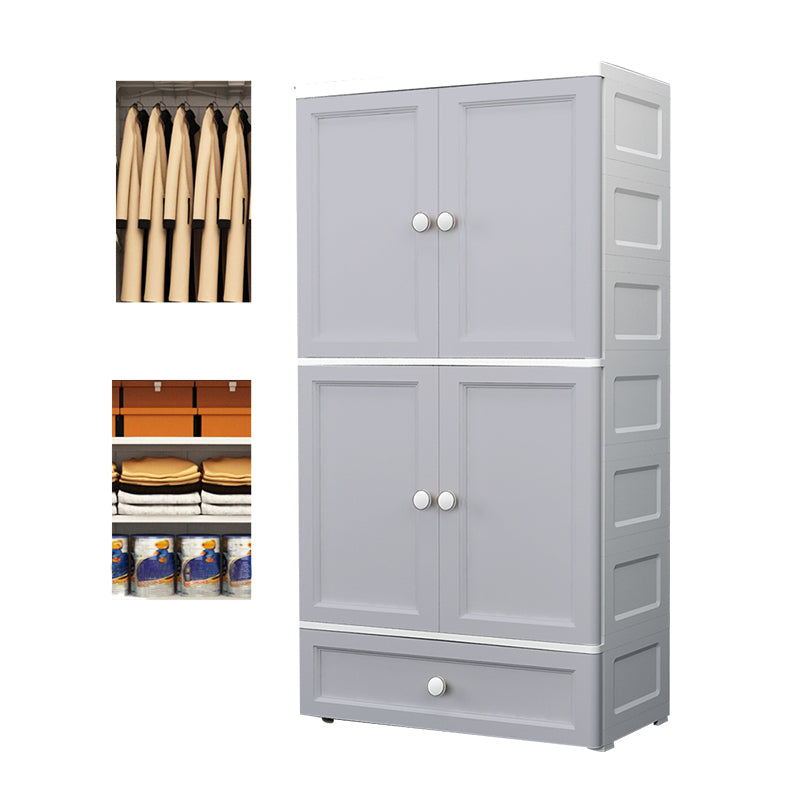 Armoire de rangement en plastique mat en plastique pour armoire contemporaine de chambre à coucher avec porte à charnière
