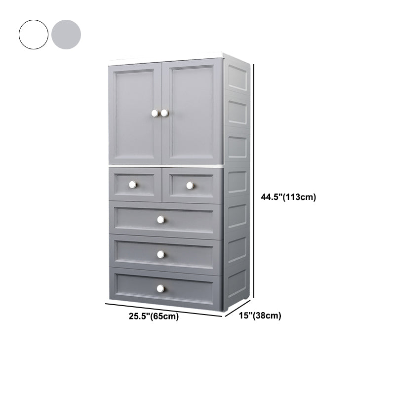 Armoire de rangement en plastique mat en plastique pour armoire contemporaine de chambre à coucher avec porte à charnière