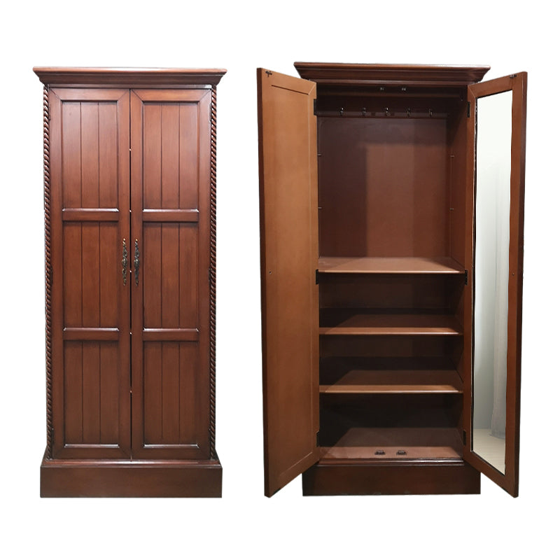 Coastal Cabinet with Hinged Door Wood Matte Finish Storage Cabinet 31"L x 22"W x 71"H Dark Brown Clearhalo 'Armoires & Wardrobes' 'armoires_wardrobes' 'Bedroom Furniture' 'furn' 'furn_armoires_wardrobes' 'Furniture' 5544226
