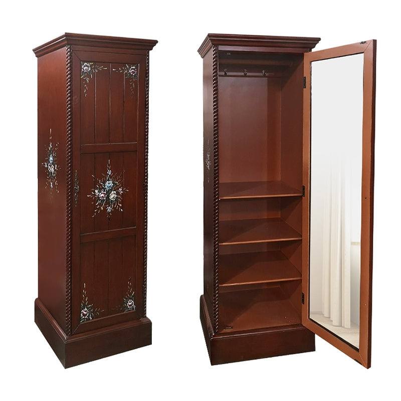 Coastal Cabinet with Hinged Door Wood Matte Finish Storage Cabinet 24"L x 22"W x 71"H Dark Brown Clearhalo 'Armoires & Wardrobes' 'armoires_wardrobes' 'Bedroom Furniture' 'furn' 'furn_armoires_wardrobes' 'Furniture' 5544228