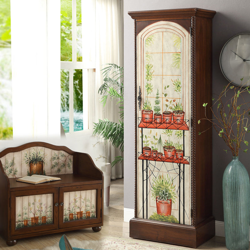 Coastal Cabinet with Hinged Door Wood Matte Finish Storage Cabinet Clearhalo 'Armoires & Wardrobes' 'armoires_wardrobes' 'Bedroom Furniture' 'furn' 'furn_armoires_wardrobes' 'Furniture' 5544230