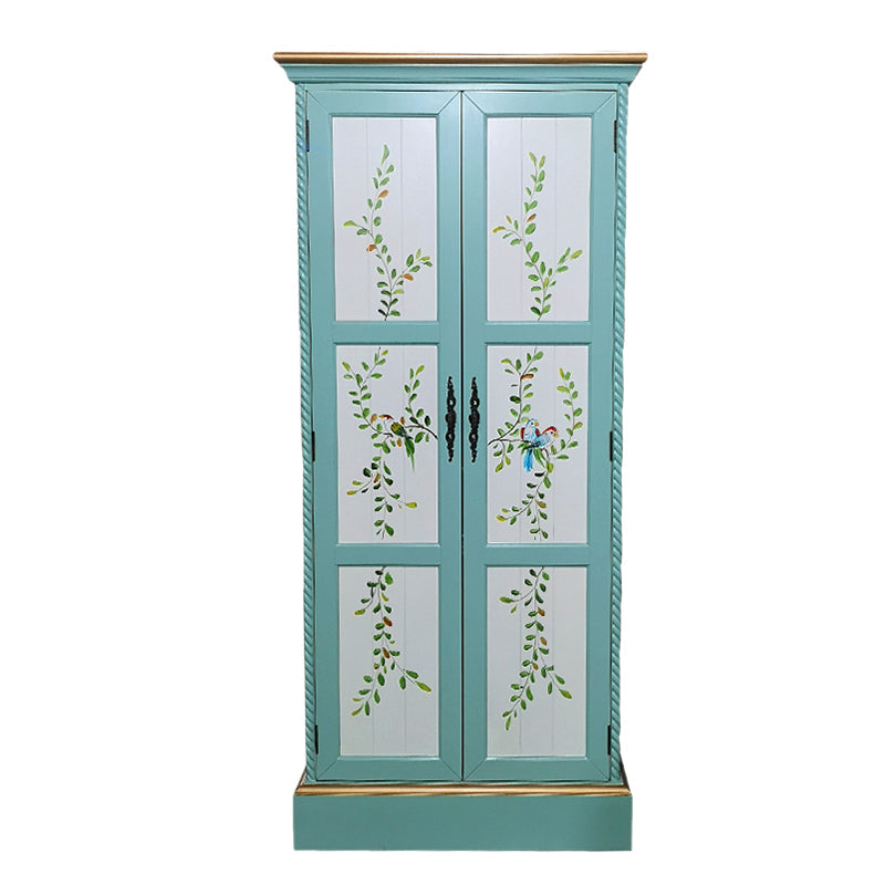 Coastal Cabinet with Hinged Door Wood Matte Finish Storage Cabinet 31"L x 22"W x 71"H Light Blue Clearhalo 'Armoires & Wardrobes' 'armoires_wardrobes' 'Bedroom Furniture' 'furn' 'furn_armoires_wardrobes' 'Furniture' 5544233