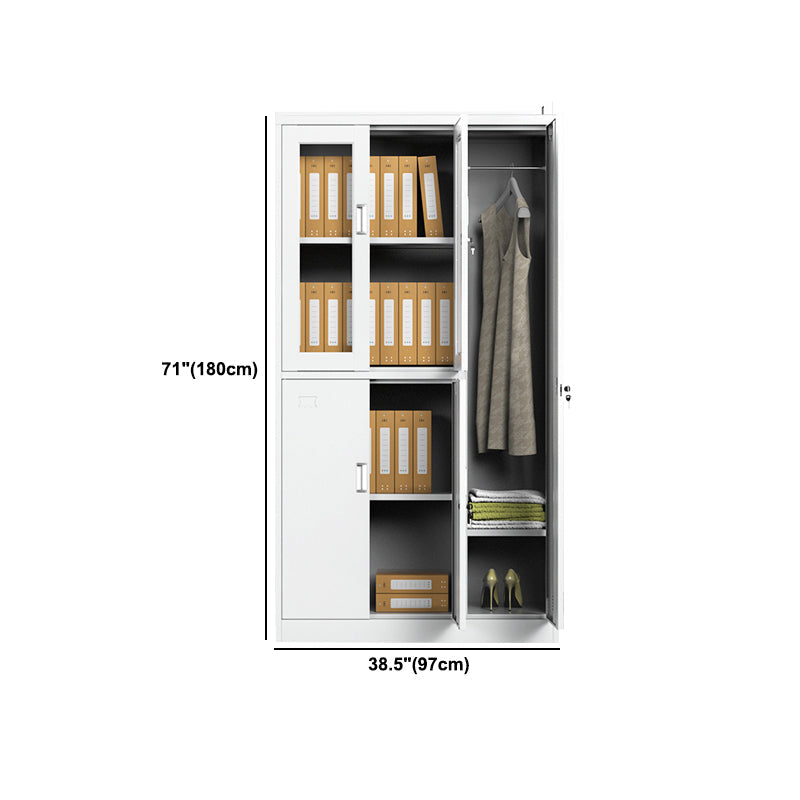 Metal Contemporary Cabinet for Home White Steel Storage Cabinet Clearhalo 'Armoires & Wardrobes' 'armoires_wardrobes' 'Bedroom Furniture' 'furn' 'furn_armoires_wardrobes' 'Furniture' 5544269
