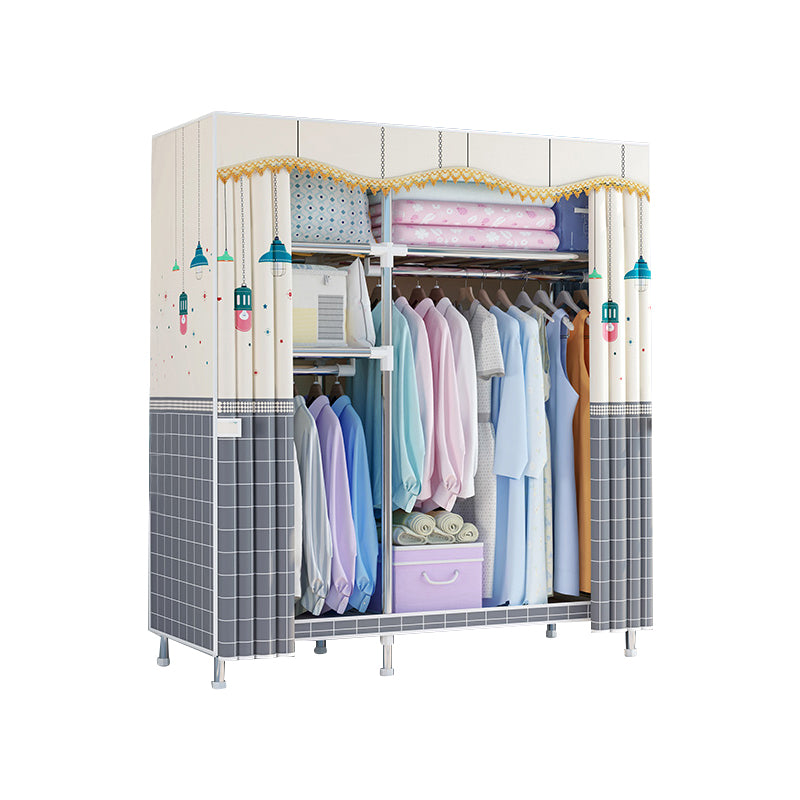Modern Style Wardrobe Metal 1-Door Wardrobe Closet for Bedroom 48"L x 18"W x 67"H Gray-Yellow Clearhalo 'Armoires & Wardrobes' 'armoires_wardrobes' 'Bedroom Furniture' 'furn' 'furn_armoires_wardrobes' 'Furniture' 5544280