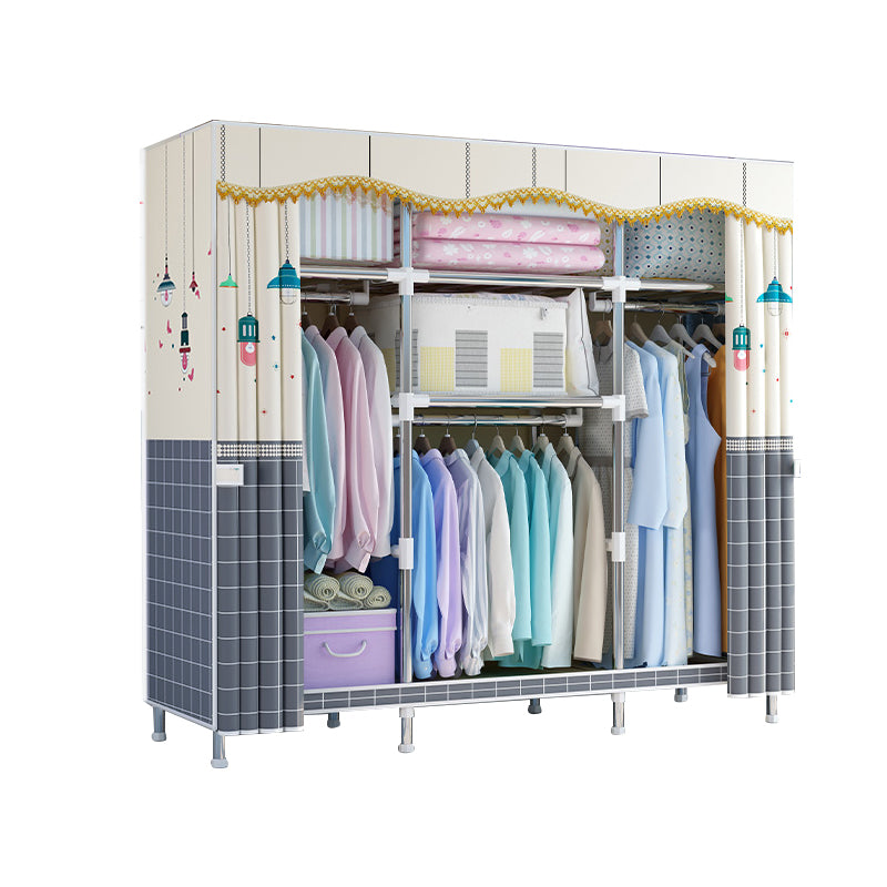 Modern Style Wardrobe Metal 1-Door Wardrobe Closet for Bedroom 56"L x 18"W x 67"H Gray-Yellow Clearhalo 'Armoires & Wardrobes' 'armoires_wardrobes' 'Bedroom Furniture' 'furn' 'furn_armoires_wardrobes' 'Furniture' 5544284
