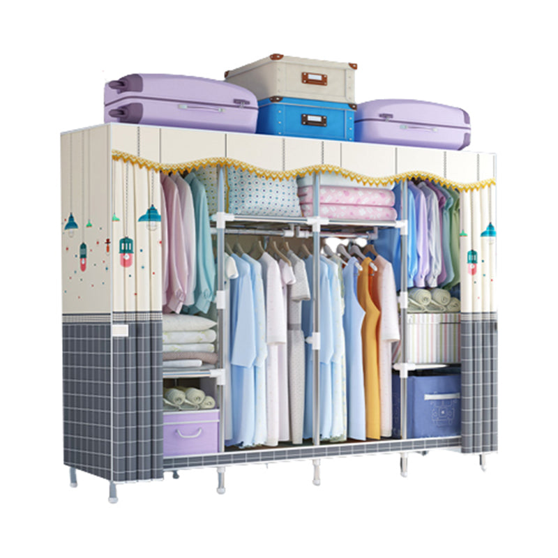 Modern Style Wardrobe Metal 1-Door Wardrobe Closet for Bedroom 65"L x 18"W x 67"H Gray-Yellow Clearhalo 'Armoires & Wardrobes' 'armoires_wardrobes' 'Bedroom Furniture' 'furn' 'furn_armoires_wardrobes' 'Furniture' 5544287