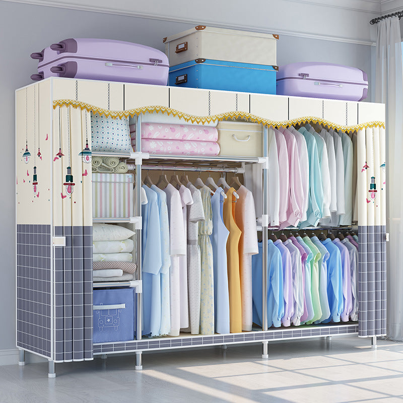 Modern Style Wardrobe Metal 1-Door Wardrobe Closet for Bedroom 79"L x 18"W x 67"H Gray-Yellow Clearhalo 'Armoires & Wardrobes' 'armoires_wardrobes' 'Bedroom Furniture' 'furn' 'furn_armoires_wardrobes' 'Furniture' 5544291
