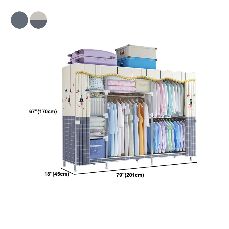 Modern Style Wardrobe Metal 1-Door Wardrobe Closet for Bedroom