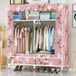 Steel Frame Wardrobe Cabinet Modern Style Wardrobe Armoire with Drawer 39"L x 18"W x 65"H Pink Clearhalo 'Armoires & Wardrobes' 'armoires_wardrobes' 'Bedroom Furniture' 'furn' 'furn_armoires_wardrobes' 'Furniture' 5544425
