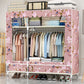Steel Frame Wardrobe Cabinet Modern Style Wardrobe Armoire with Drawer 51"L x 18"W x 65"H Pink Clearhalo 'Armoires & Wardrobes' 'armoires_wardrobes' 'Bedroom Furniture' 'furn' 'furn_armoires_wardrobes' 'Furniture' 5544427