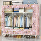 Steel Frame Wardrobe Cabinet Modern Style Wardrobe Armoire with Drawer 59"L x 18"W x 65"H Pink Clearhalo 'Armoires & Wardrobes' 'armoires_wardrobes' 'Bedroom Furniture' 'furn' 'furn_armoires_wardrobes' 'Furniture' 5544428