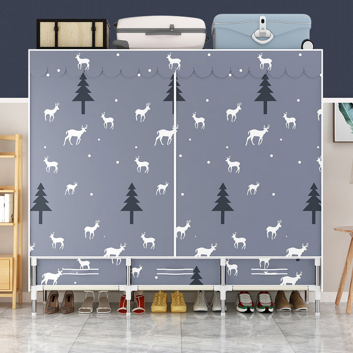 Steel Frame Wardrobe Cabinet Modern Style Wardrobe Armoire with Drawer Clearhalo 'Armoires & Wardrobes' 'armoires_wardrobes' 'Bedroom Furniture' 'furn' 'furn_armoires_wardrobes' 'Furniture' 5544431