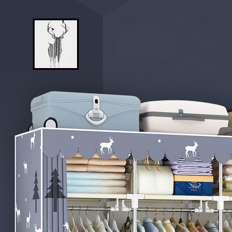 Steel Frame Wardrobe Cabinet Modern Style Wardrobe Armoire with Drawer Clearhalo 'Armoires & Wardrobes' 'armoires_wardrobes' 'Bedroom Furniture' 'furn' 'furn_armoires_wardrobes' 'Furniture' 5544434