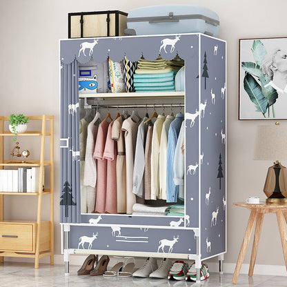 Steel Frame Wardrobe Cabinet Modern Style Wardrobe Armoire with Drawer 24"L x 18"W x 65"H Purple Clearhalo 'Armoires & Wardrobes' 'armoires_wardrobes' 'Bedroom Furniture' 'furn' 'furn_armoires_wardrobes' 'Furniture' 5544435