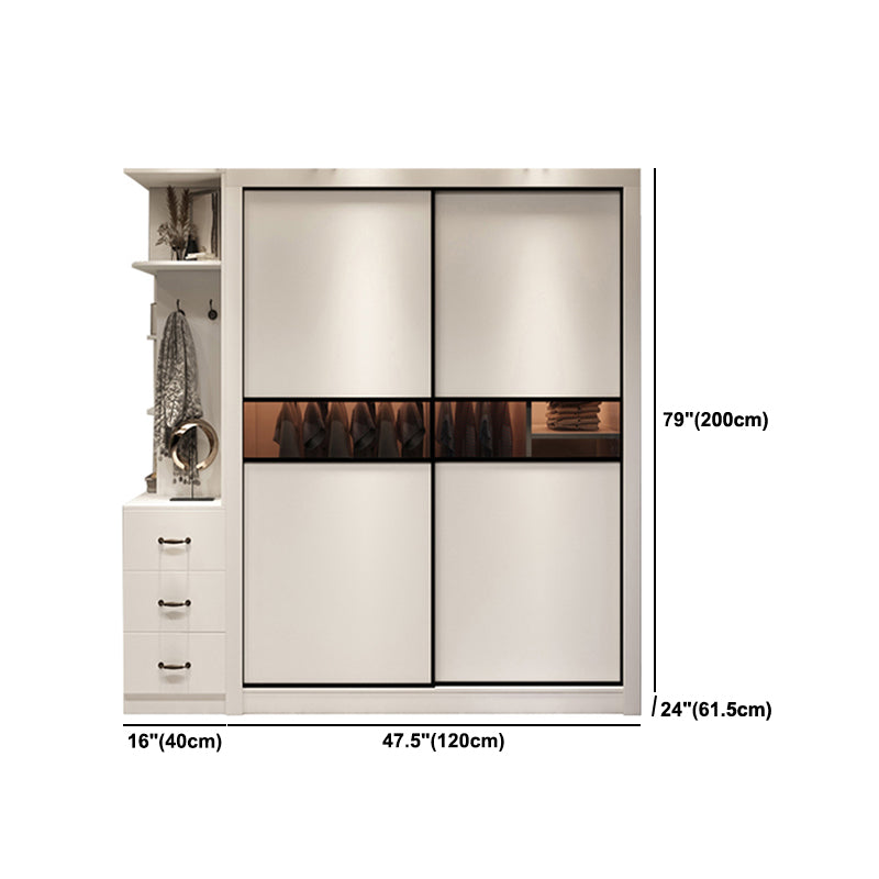 白いエンジニアリングされた木製のワードローブクローゼットベッドルーム用の現代的なワードローブ
