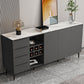 Stone Top Sideboard Contemporary Sideboard with Door and Drawer for Dining Room 79"L x 16"W x 35"H Grey Clearhalo 'buffet_sideboard' 'Buffets & Sideboards' 'furn' 'furn_buffet_sideboard' 'Furniture' 'Kitchen & Dining Furniture' 5544622