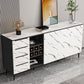 Stone Top Sideboard Contemporary Sideboard with Door and Drawer for Dining Room 79"L x 16"W x 35"H Black White Wavy Striped Clearhalo 'buffet_sideboard' 'Buffets & Sideboards' 'furn' 'furn_buffet_sideboard' 'Furniture' 'Kitchen & Dining Furniture' 5544623
