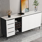Stone Top Sideboard Contemporary Sideboard with Door and Drawer for Dining Room 79"L x 16"W x 35"H White Clearhalo 'buffet_sideboard' 'Buffets & Sideboards' 'furn' 'furn_buffet_sideboard' 'Furniture' 'Kitchen & Dining Furniture' 5544625