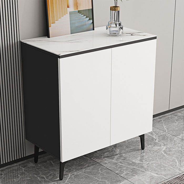 Stone Top Sideboard Contemporary Sideboard with Door and Drawer for Dining Room 31"L x 16"W x 35"H White Clearhalo 'buffet_sideboard' 'Buffets & Sideboards' 'furn' 'furn_buffet_sideboard' 'Furniture' 'Kitchen & Dining Furniture' 5544627