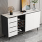 Stone Top Sideboard Contemporary Sideboard with Door and Drawer for Dining Room 63"L x 16"W x 35"H White Clearhalo 'buffet_sideboard' 'Buffets & Sideboards' 'furn' 'furn_buffet_sideboard' 'Furniture' 'Kitchen & Dining Furniture' 5544630