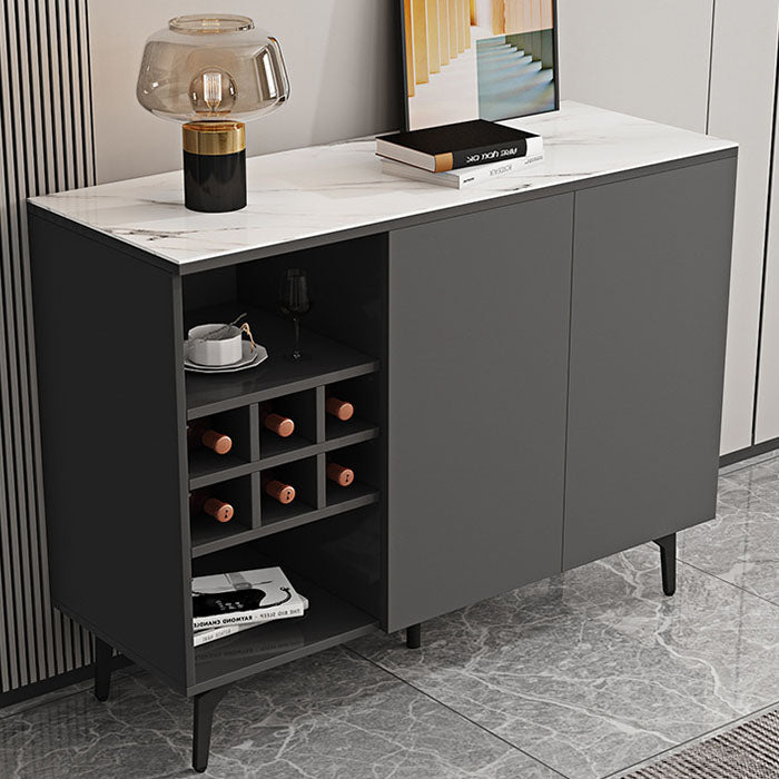 Stone Top Sideboard Contemporary Sideboard with Door and Drawer for Dining Room 47"L x 16"W x 35"H Grey Clearhalo 'buffet_sideboard' 'Buffets & Sideboards' 'furn' 'furn_buffet_sideboard' 'Furniture' 'Kitchen & Dining Furniture' 5544632