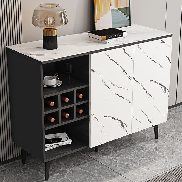 Stone Top Sideboard Contemporary Sideboard with Door and Drawer for Dining Room Black White Wavy Striped Clearhalo 'buffet_sideboard' 'Buffets & Sideboards' 'furn' 'furn_buffet_sideboard' 'Furniture' 'Kitchen & Dining Furniture' 5544633