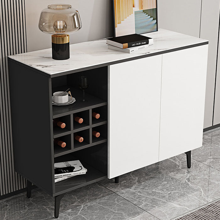 Stone Top Sideboard Contemporary Sideboard with Door and Drawer for Dining Room 47"L x 16"W x 35"H White Clearhalo 'buffet_sideboard' 'Buffets & Sideboards' 'furn' 'furn_buffet_sideboard' 'Furniture' 'Kitchen & Dining Furniture' 5544634