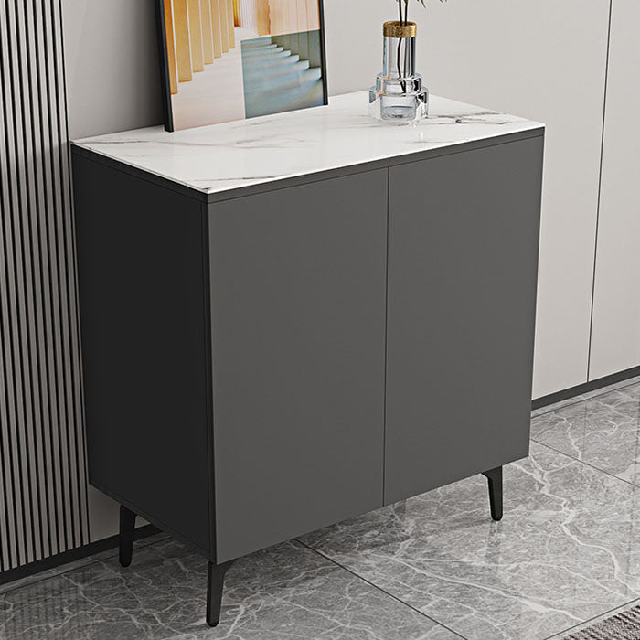 Stone Top Sideboard Contemporary Sideboard with Door and Drawer for Dining Room 31"L x 16"W x 35"H Grey Clearhalo 'buffet_sideboard' 'Buffets & Sideboards' 'furn' 'furn_buffet_sideboard' 'Furniture' 'Kitchen & Dining Furniture' 5544635